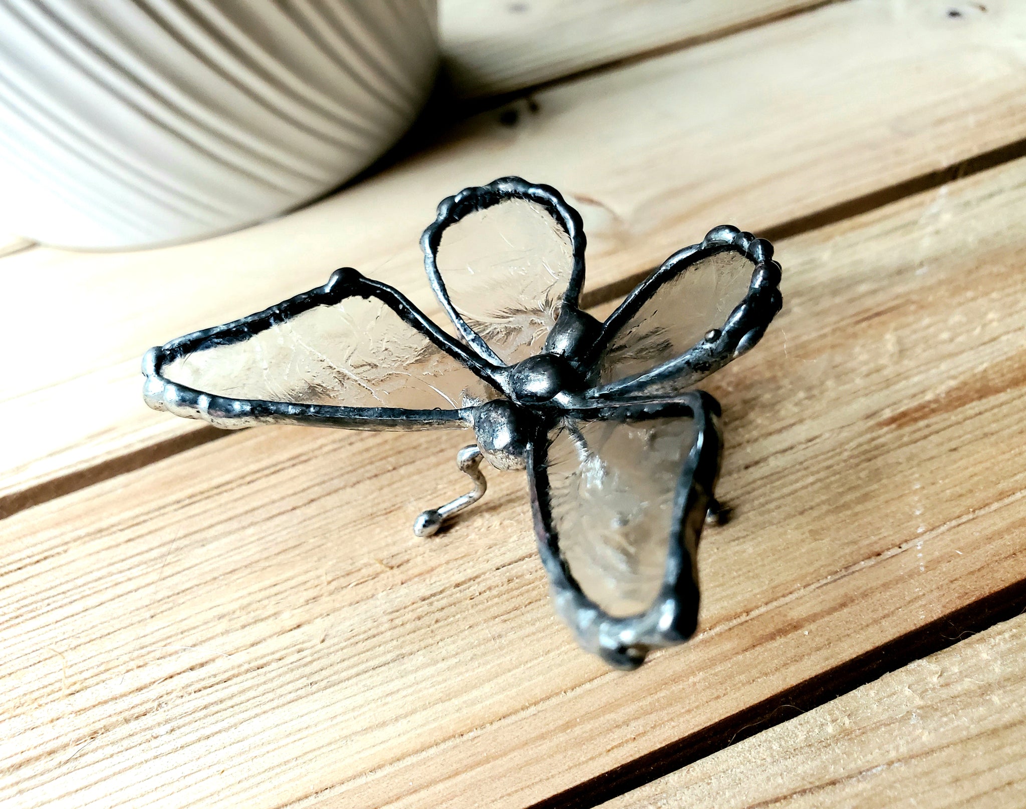Frosted Antique Glass Butterfly Figurine