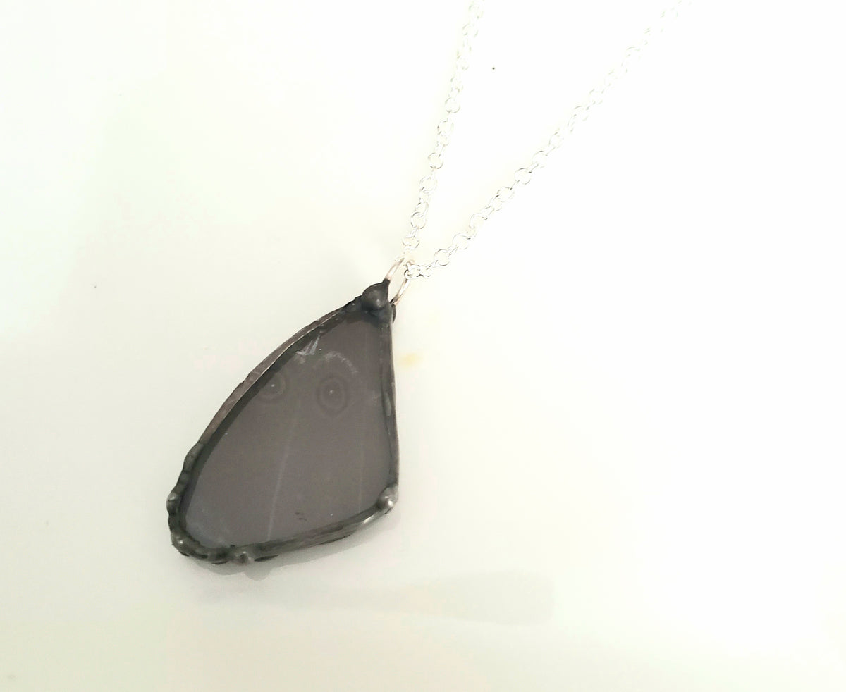 Blue Morpho Reclaimed Wing Gunmetal Pendant