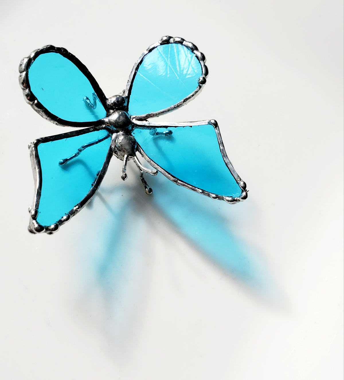 Sky Blue Stained Glass Butterfly Figurine