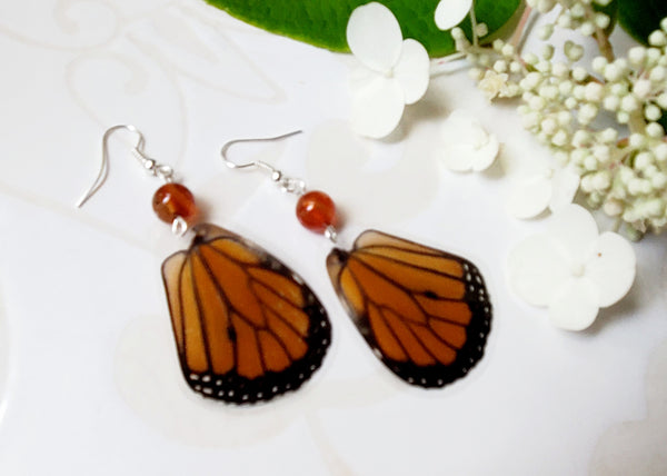 Monarch Butterfly Wing Earrings, Nature Earrings