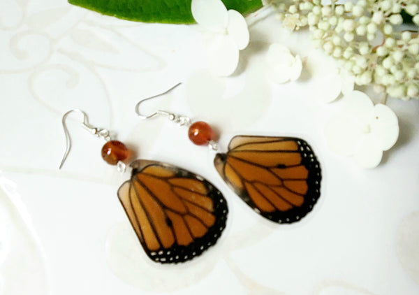 Monarch Butterfly Wing Earrings, Nature Earrings