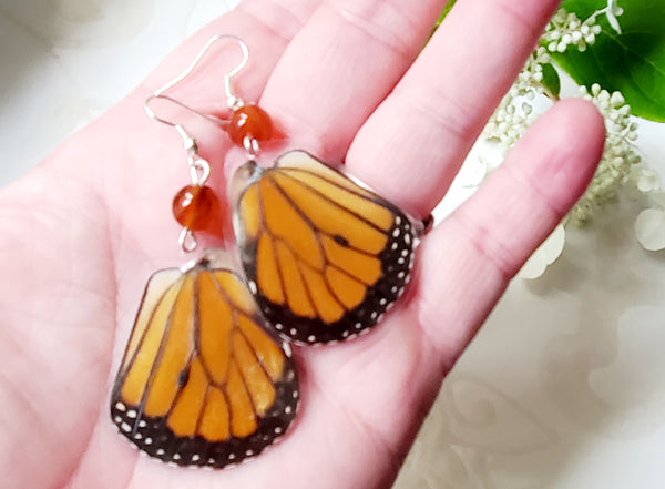 Monarch Butterfly Wing Earrings, Nature Earrings