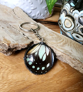 Keychain With Black and White Butterfly Wing