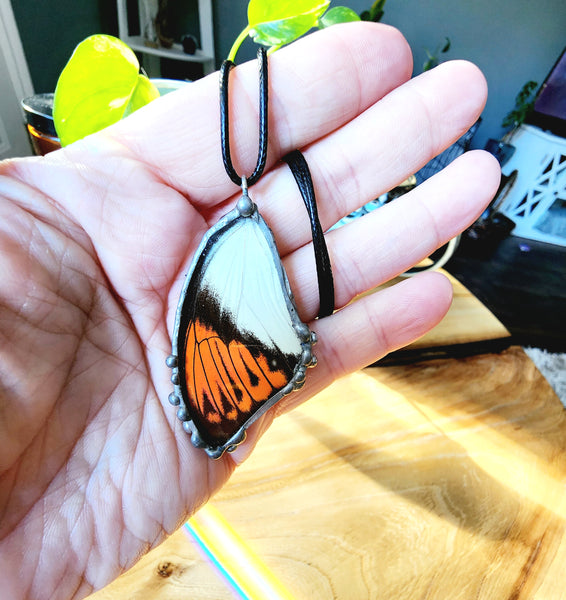 Orange Tip Butterfly Pendant