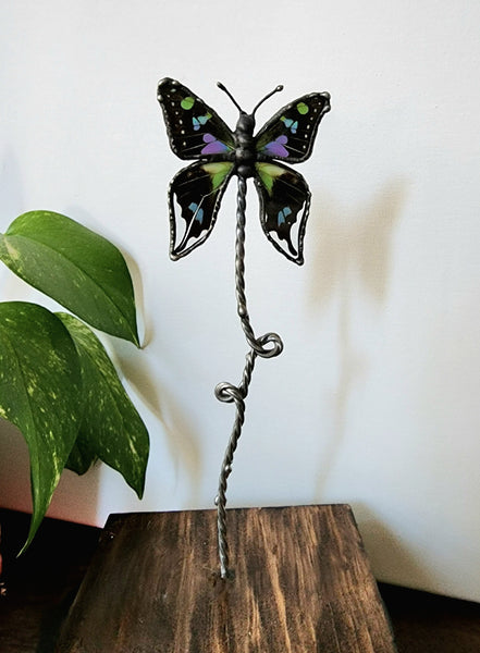 Purple Spotted Swallowtail Butterfly Stand Decor, Real Butterfly Wing Home Decor, Nature Art