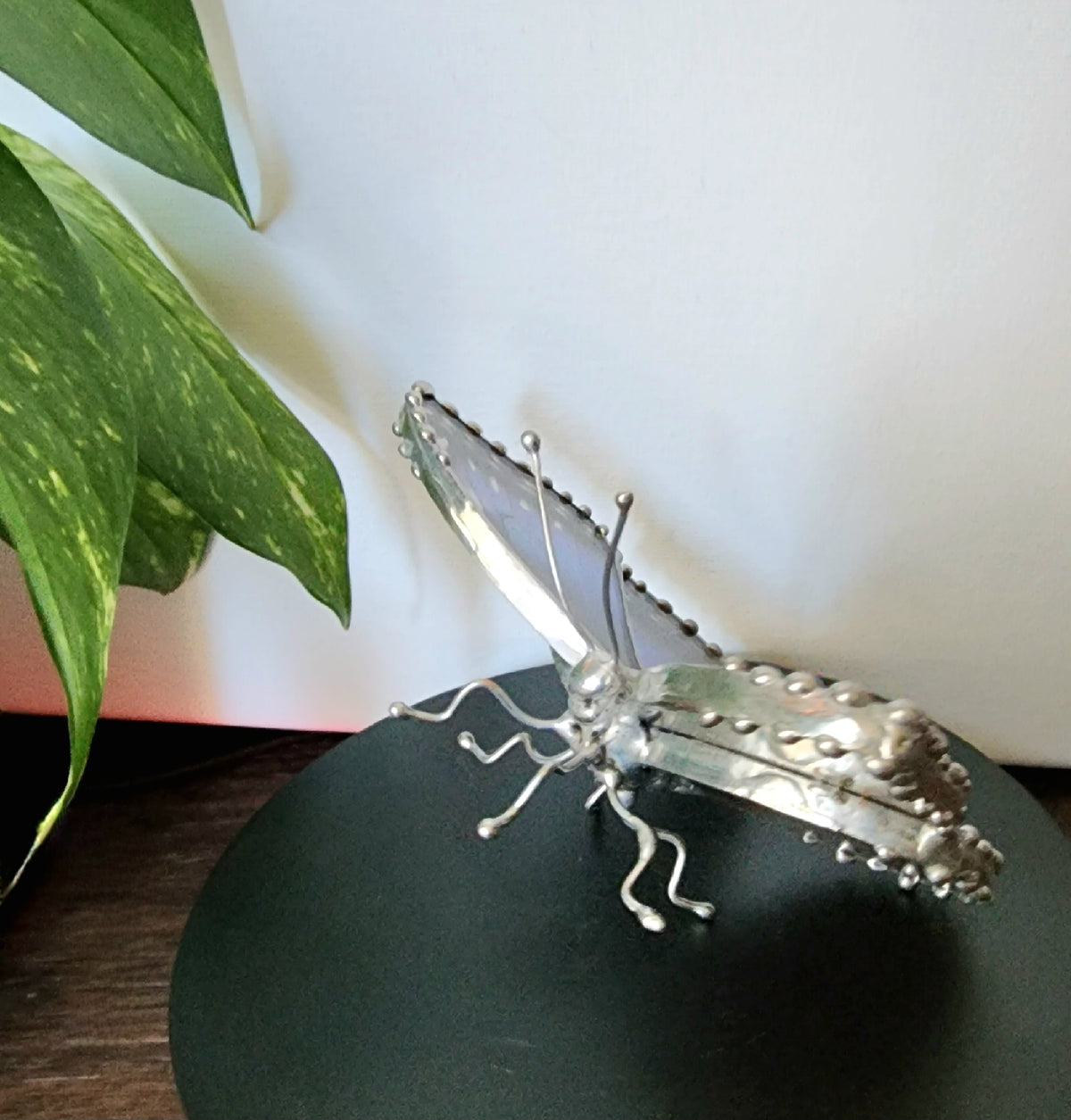 Morpho Peleides Butterfly Wing Glass Figurine