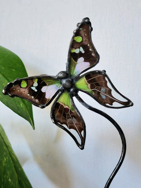 Black & Purple Butterfly on Metal Wood & Stand