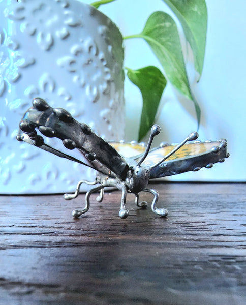 Tan & Metallic Silver-Spotted Butterfly Statue, Great spangled Fritillary Butterfly, Speyeria cybele