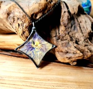 Preased Pansy Flower Pendant, Real Pansy Flower Necklace