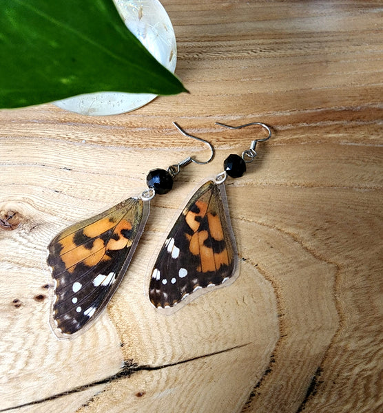 Painted Lady Butterfly Wing Earrings