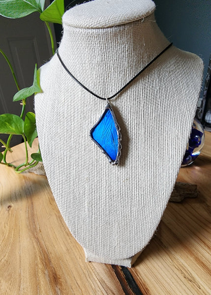 Small Blue Butterfly Necklace, Morpho Butterfly Necklace