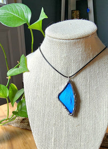 Small Blue Butterfly Necklace, Morpho Butterfly Necklace