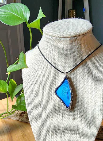 Small Blue Butterfly Necklace, Morpho Butterfly Necklace