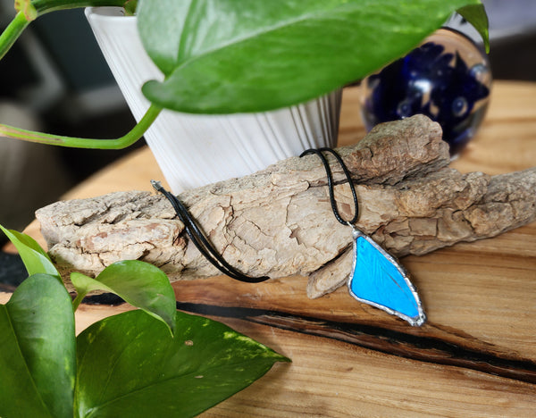 Small Blue Butterfly Necklace, Morpho Butterfly Necklace