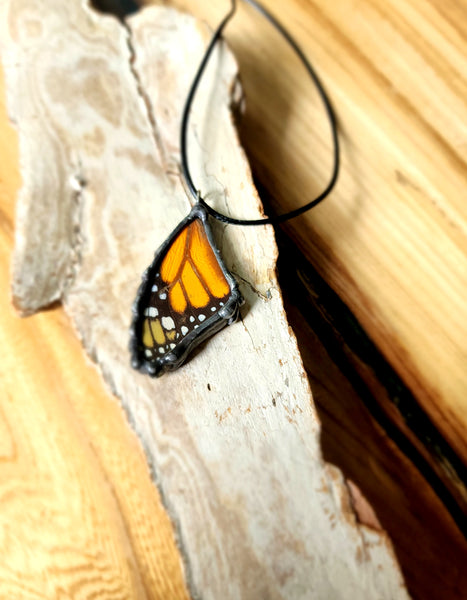 Monarch Butterfly Wibg Necklace, Monarch Pendant