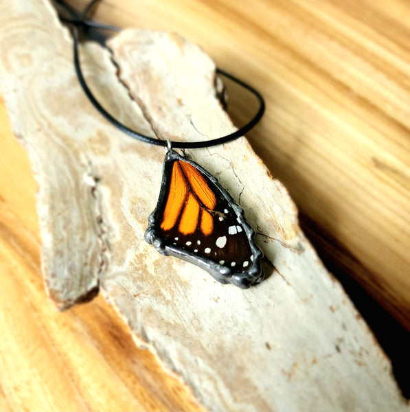 Monarch Butterfly Wibg Necklace, Monarch Pendant