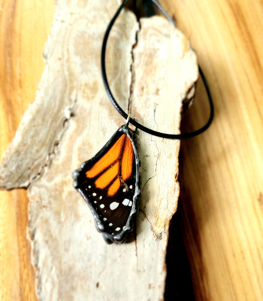 Monarch Butterfly Wibg Necklace, Monarch Pendant