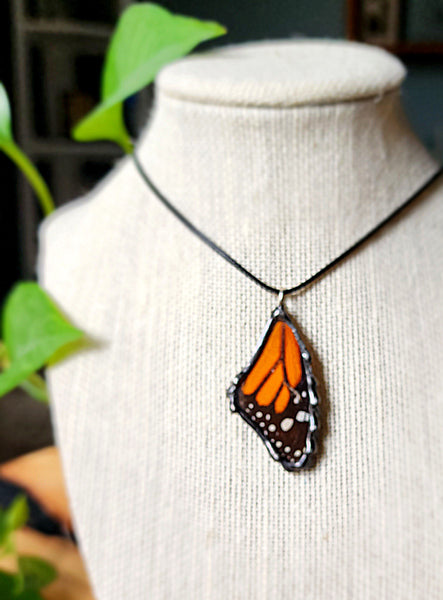 Monarch Butterfly Wibg Necklace, Monarch Pendant