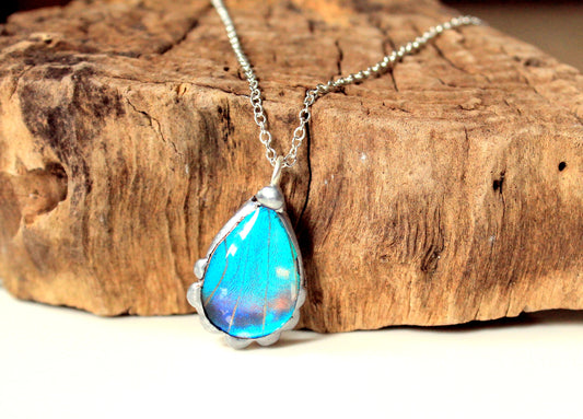 Blue Morpho Medium Teardrop Glass-Dome Pendant