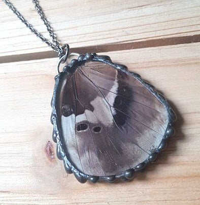 Shimmering Blue Morpho Rhetenor Butterfly Hindwing Pendant, Blue Morpho Necklace